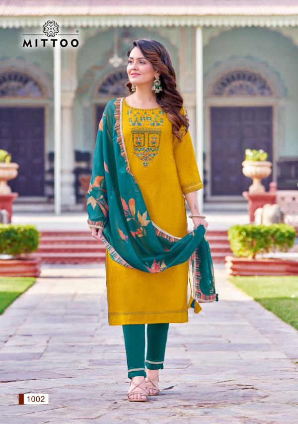 Mittoo Madhubala Viscose Weaving Kurti Pant With Dupatta Collection